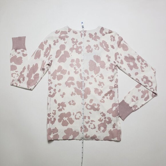 Daniel Rainn Cardigan Sweater Women Small Light Mauve White Abstract Flower Chic - Picture 10 of 16